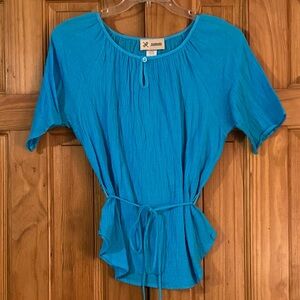 NWOT Vintage Haband Tie Waist Crinkle Top Blouse Size M